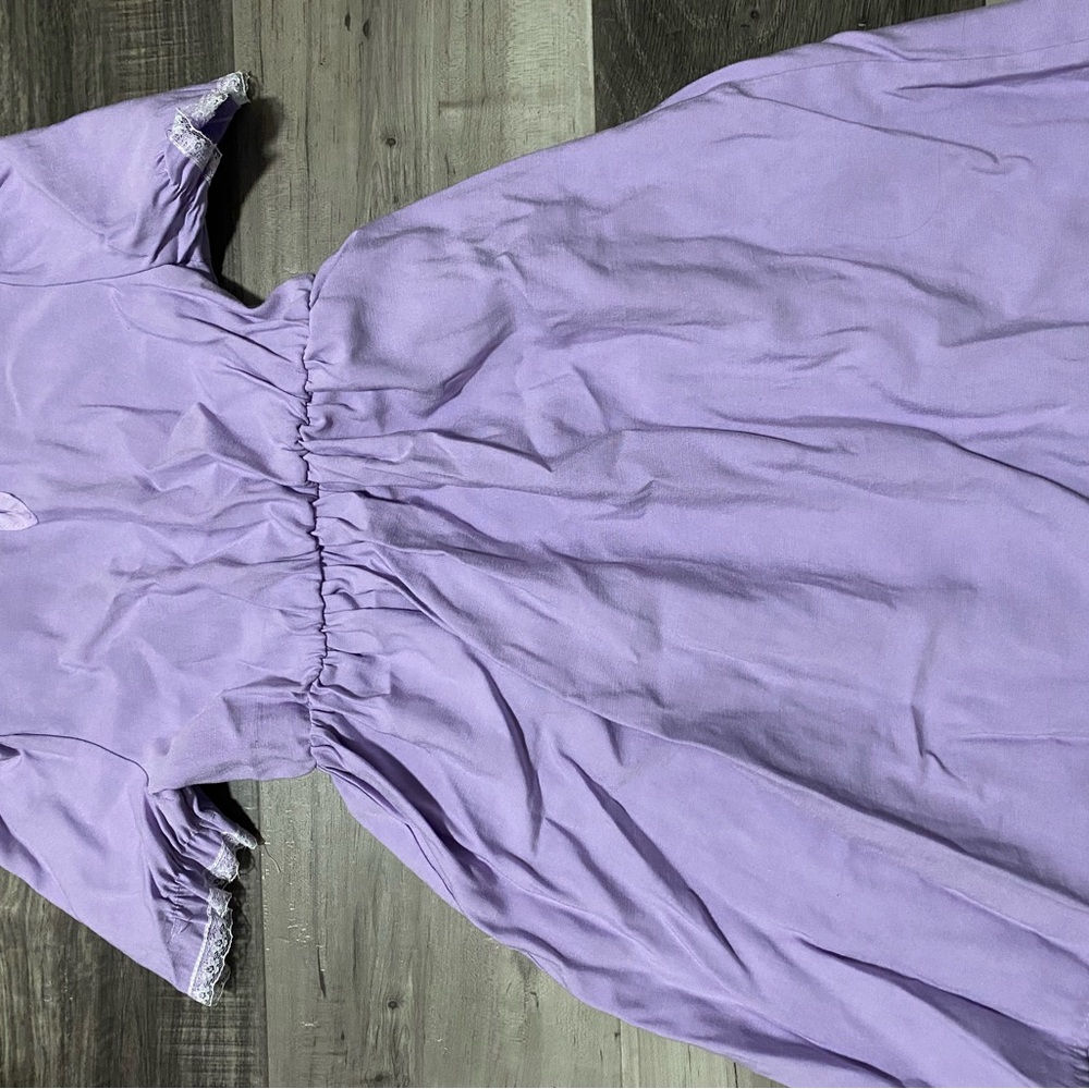Purple Kids Dress with Floral Collar Size 5/6T - Picture 5 of 5